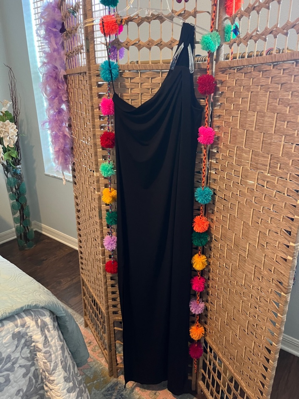 Michael Kors Black One-Shoulder Midi Dress